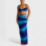 Jane - Stiilne gradientpitsi crop top ja ülekleit