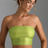 Kaunistatud Rihmatu Bandeau Top Pear Green