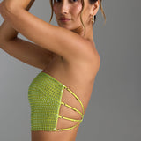 Kaunistatud Rihmatu Bandeau Top Pear Green