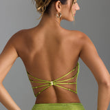 Kaunistatud Rihmatu Bandeau Top Pear Green
