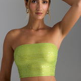 Kaunistatud Rihmatu Bandeau Top Pear Green