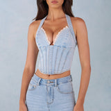 Halterneck Denim Corset Style Top heledast denimist