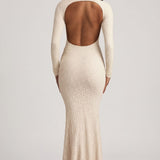 Kortsudega Seljatu Lace Maxi Kleidiv Ivory