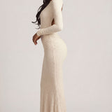 Kortsudega Seljatu Lace Maxi Kleidiv Ivory