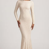 Kortsudega Seljatu Lace Maxi Kleidiv Ivory