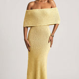 Bouclé Off-Shoulder Maxi Kleid Kollas