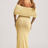 Bouclé Off-Shoulder Maxi Kleid Kollas