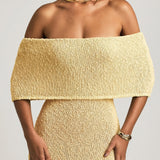 Bouclé Off-Shoulder Maxi Kleid Kollas