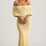 Bouclé Off-Shoulder Maxi Kleid Kollas