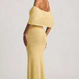 Bouclé Off-Shoulder Maxi Kleid Kollas