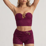 Hardware-Detail Bandeau Crop Top Berry Purple'is