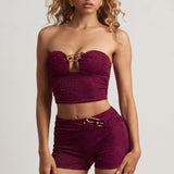 Hardware-Detail Bandeau Crop Top Berry Purple'is