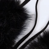 Must faux karvane kolmnurkne bralette