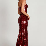 3D Kaunistatud Bandeau Maxi Kleid punases