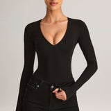 Must Modal Plunge Pika Varrukaga Bodysuit