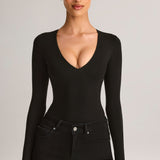 Must Modal Plunge Pika Varrukaga Bodysuit