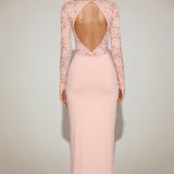 Lace Scalloped Plunge-Neck Maxi Kleid Roosas