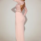 Lace Scalloped Plunge-Neck Maxi Kleid Roosas