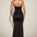 Satiin Peekaboo Bandeau Drapeeritud Kleidid Mustas