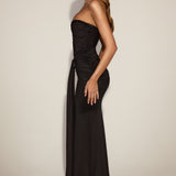 Satiin Peekaboo Bandeau Drapeeritud Kleidid Mustas