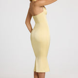 Satiinist Sweetheart Bustier Fishtail Midaxi Kleit Või Koorikollane
