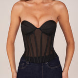 Bandeau Lace-Up Corset Top mustas