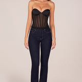 Bandeau Lace-Up Corset Top mustas