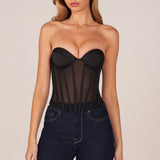 Bandeau Lace-Up Corset Top mustas