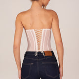 Bandeau nööriga korsett top valges
