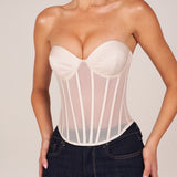 Bandeau nööriga korsett top valges
