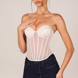 Bandeau nööriga korsett top valges