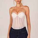 Bandeau nööriga korsett top valges