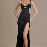 Satiinist kaunistatud bralette kleit mustas