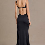 Satiinist kaunistatud bralette kleit mustas