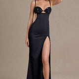 Satiinist kaunistatud bralette kleit mustas