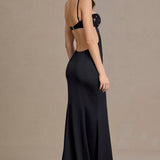 Satiinist kaunistatud bralette kleit mustas