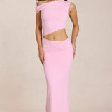 Asümmeetriline Drapee Maxi Kleid Blossom Roosas