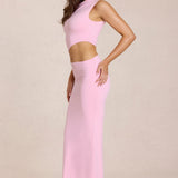 Asümmeetriline Drapee Maxi Kleid Blossom Roosas