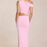 Asümmeetriline Drapee Maxi Kleid Blossom Roosas