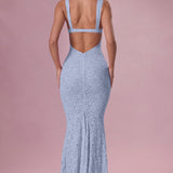 Lace Sweetheart-Neck Gown in Sky Blue