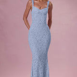 Lace Sweetheart-Neck Gown in Sky Blue