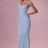 Lace Sweetheart-Neck Gown in Sky Blue