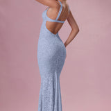 Lace Sweetheart-Neck Gown in Sky Blue