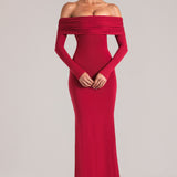 Õlavarre Maxi Kleid Cherry Red