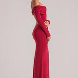 Õlavarre Maxi Kleid Cherry Red