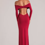 Õlavarre Maxi Kleid Cherry Red