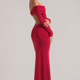 Õlavarre Maxi Kleid Cherry Red