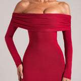 Õlavarre Maxi Kleid Cherry Red