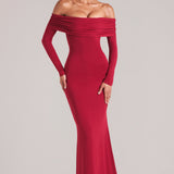 Õlavarre Maxi Kleid Cherry Red