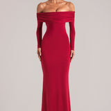 Õlavarre Maxi Kleid Cherry Red